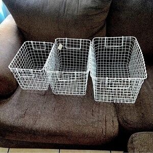 Set of 3 White Wire Baskets with Handles from Hobby Lobby